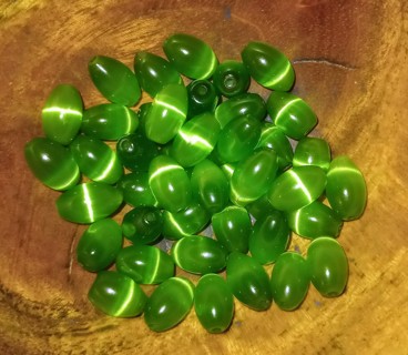 42 Beautiful Glass Cats Eye Barrel Beads