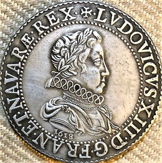 1618 Louis XIII, France  Pewter/copper, 25mm, Refundable, Insured,  Ships FREE  