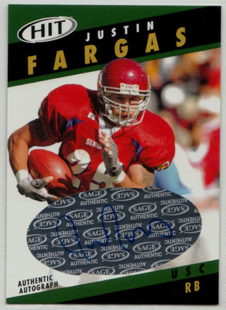 2003 SAGE Hit Autographs Emerald #A25 - Justin Fargas (mid)