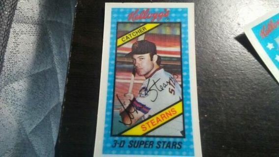 1980 XOGRAPH KELLOGG'S 3-D SUPERSTARS JOHN STEARNS NEW YORK METS BASEBALL CARD# 37