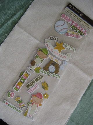 Girl's Softball theme chipboard stickers, 25 pcs. NIP, scrapbooking, card makin