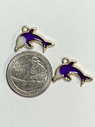 DOLPHIN CHARMS~#9~PURPLE~SET OF 2 CHARMS~FREE SHIPPING!