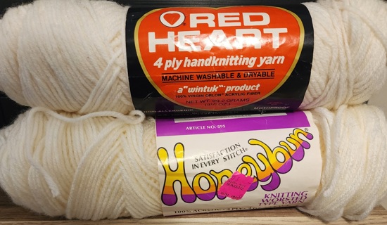 NEW - Honeybun & Red Heart Yarn - "White" - 2 skeins 