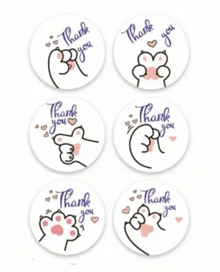 ➡️SuPeR SpEcIaL⭕(100) 1" CAT or DOG PAW THANK YOU STICKERS!!