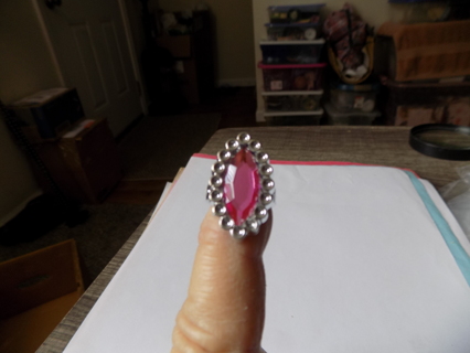 Childs ring large oval pink jewel