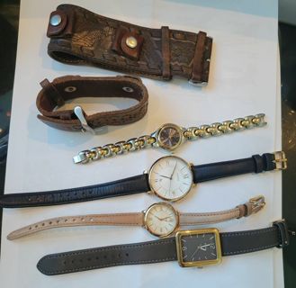 FOSSIL WOMENS WATCHES AND BANDS- LOT OF 6- AS IS- need batteries