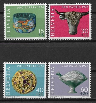1974 Switzerland ScB422-5 complete Pro Patria/Archaeological Finds set of 4 MNH