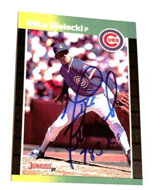 Autographed Donruss 1989 Mike Bielecki #512 Cubs baseball card
