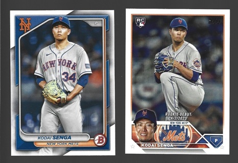 Kodai Senga 2 different Cards - 2023 Topps Update RC & 2024 Bowman - New York Mets