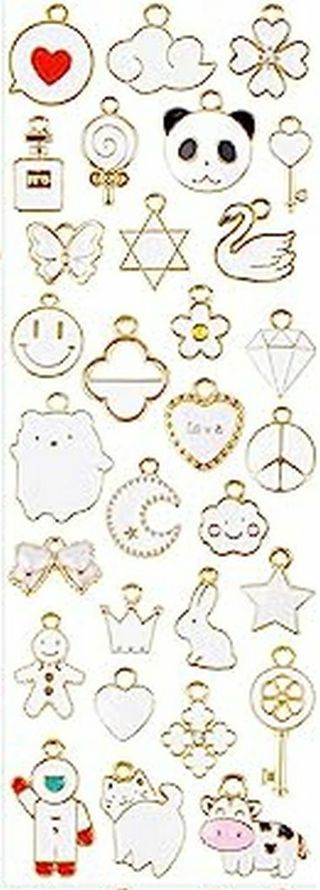 12pc Mixed White Enamel Charms Lot 1 (PLEASE READ DESCRIPTION)