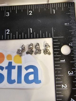 4 pc lot tibetian silver cat on bike charms