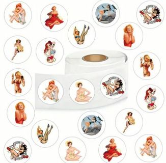↗️NEW⭕(10) 1" VINTAGE PIN UP GIRL STICKERS!!⭕ (SET 1 of 2)