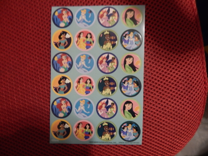 Darling sheet of Colorful cute DISNEY PRINCESS stickers--NEW