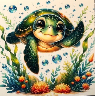 Cute Turtle - 3 x 4” MAGNET - GIN ONLY