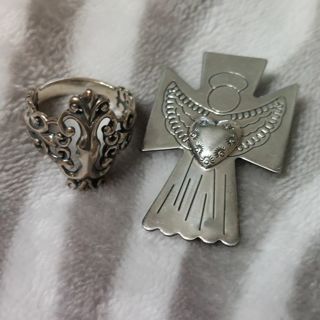 Carolyn Pollack Sterling Silver Ring and angel pendant/pin