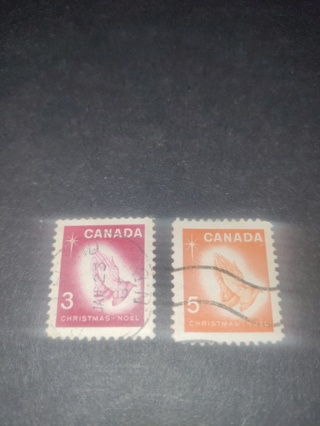 Two "Prayer Hands" Canada Christmas Noel Stamps