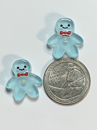 GINGERBREAD MEN~#5~BLUE~SET OF 2 GINGERBREAD MEN~GLOW IN THE DARK~FREE SHIPPING!