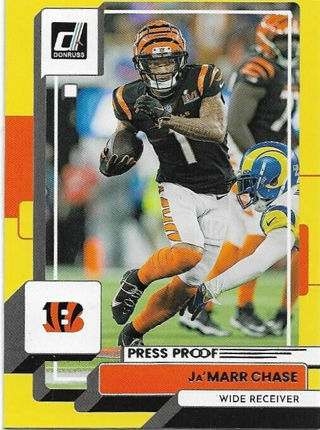 2022 DONRUSS JAMARR CHASE YELLOW PRESS PROOF CARD