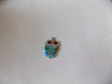 Enameled Owl Charm # 16  1 inch