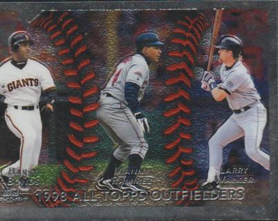 1998 All-Topps Outfielders Manny Ramirez, Barry Bonds Larry Walker #455