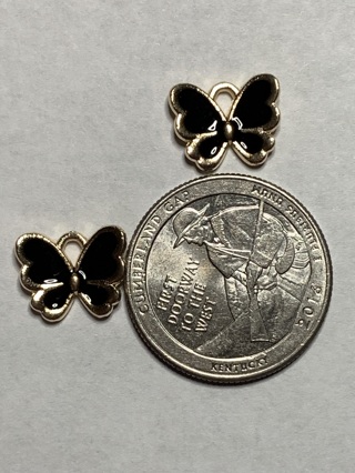 BUTTERFLY CHARMS~#39~BLACK~SET OF 2~FREE SHIPPING!