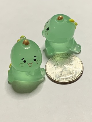 MILK DRAGONS~#11~GREEN~SET OF 2~GLOW IN THE DARK~FREE SHIPPING!