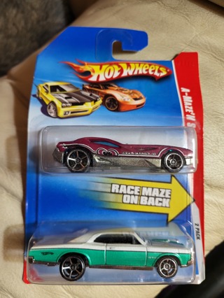 Hot Wheels 2009 2 Pack Bye Focal & Pontiac GTO Race Maze Backing