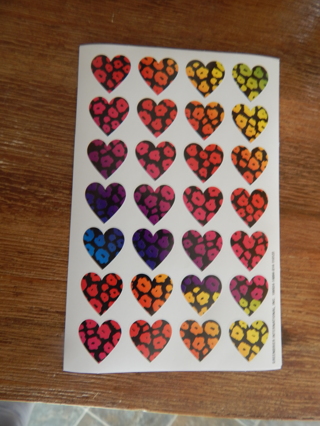 Darling sheet of variety colorful HEARTS stickers--NEW