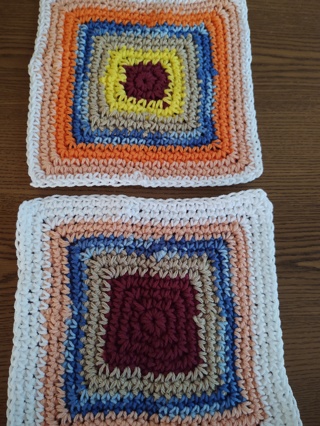 Set of 2 Hand Crocheted Cotton Dish Cloths 