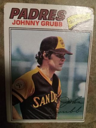 1977 TOPPS JOHNNY GRUBB SAN DIEGO PADRES BASEBALL CARD# 286