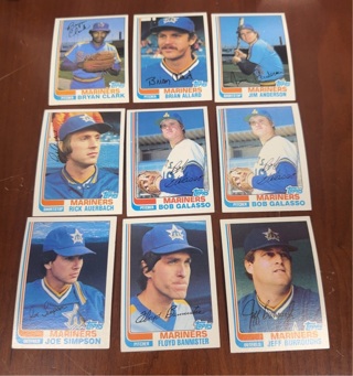 1982 Topps baseball Mariners lot