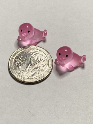 SEA LIONS~#9~PINK~MINIS~SET OF 2~GLOW IN THE DARK~FREE SHIPPING!