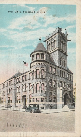 Vintage Used Postcard: a: 1927 Post Office, Springfield, MO