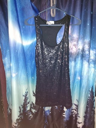 Imaginary Voyage Black Sequin Tank Top / Ladies Size Small