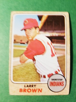 1968 - TOPPS EXMT - NRMT BASEBALL - CARD NO. 197 - LARRY BROWN - INDIANS