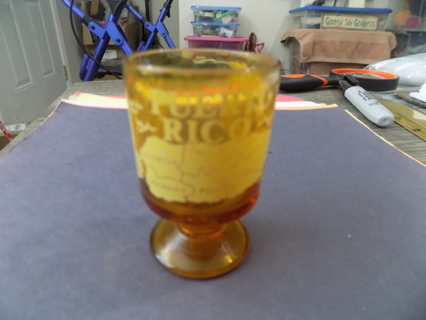 Vintage Puerto Rico Amber glass pedestal shot glass