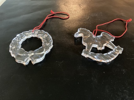 Crystal Rocking Horse and Wreath Ornaments
