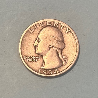 1934 Silver Quarter ~VG