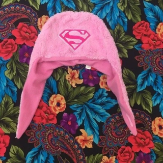 WOMEN'S FUZZY PINK SUPERMAN HAT SUPERGIRL SIX FLAGS DC COMICS FREE SHIPPING