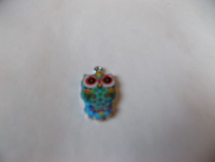 Enameled owl Charm # 17   1 inch