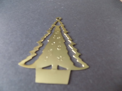 3 inch goldtone flat decorated tree shape ornament candy candy, star textured