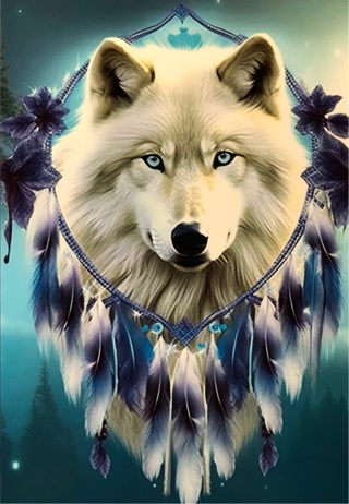 White Wolf dream catcher - 3 x 5” MAGNET - GIN ONLY