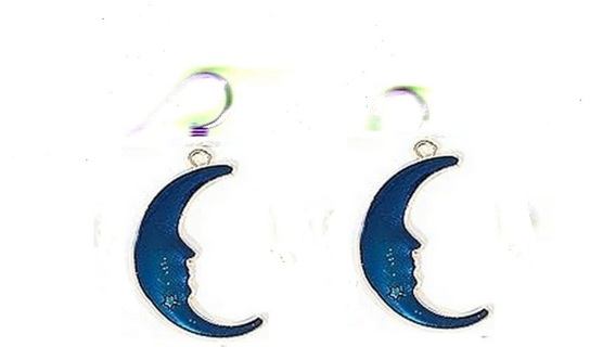 GP ENAMEL BLUE ANGRY MOON EARRINGS LOT 2 (PLEASE READ DESCRIPTION)