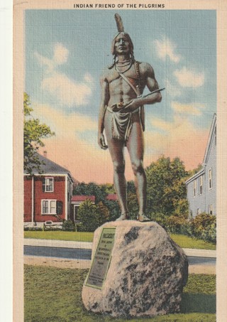 Vintage Unused Postcard: L: Massasoit Statue, Plymouth, MA