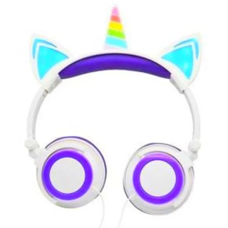 NEW Unicorn LED Light Up Headphones Colorful Vibrant Glowing Long 5 Ft Cable
