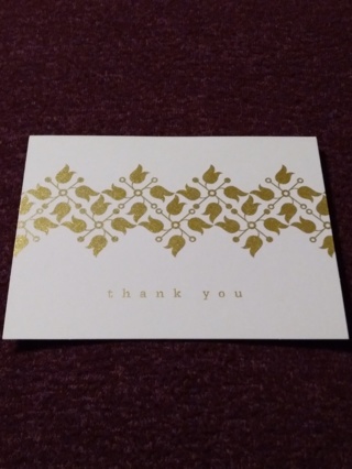Gold Floral Notecard - thank you