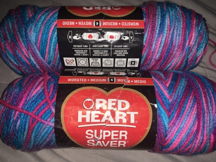 2 SKEINS OF RED HEART YARN - color = BON BON