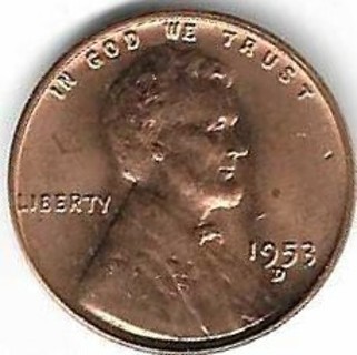 1953-D Lincoln Wheat Penny Uncirculated Red Cent