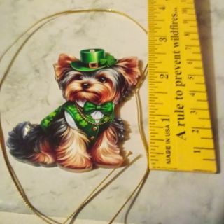 Acrylic Saint Patrick`s Day Yorkshire Terrier Hanging