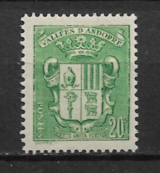1937 Andorra (French) Sc71 Coat of Arms MH